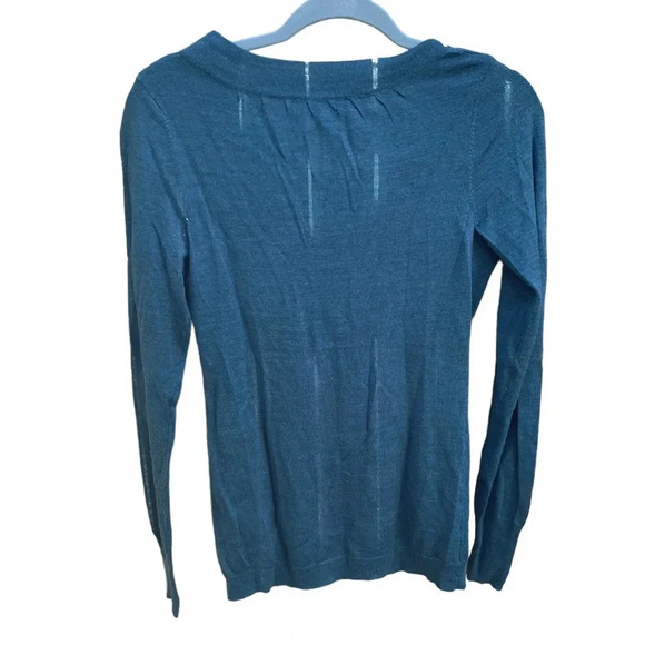 THE LIMITED TEAL WOOL BLEND V-NECK SWEATER - Picture 2 of 5